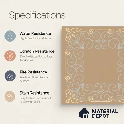 Kitchen Wall Tile TL 00210 A Light Coffee Brown 1 ft x 1 ft Matte Finish Ceramic Tile - 9 mm | Suitable For Kitchen Backsplash | Please Expect a Slight Variation of Pattern
