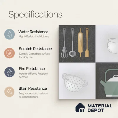 Kitchen Wall Tile TL 00211 B Highlighter 1 Kettle Tea Cup 1 ft x 1 ft Matte Finish Ceramic Tile - 9 mm | Suitable For Kitchen Backsplash | Please Expect a Slight Variation of Pattern