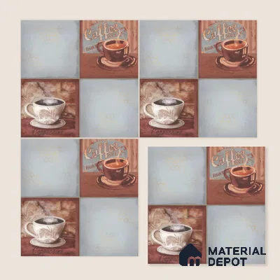 Kitchen Wall Tile TL 00212 B Highlighter 1 Cup & Saucer 1 ft x 1 ft Matte Finish Ceramic Tile - 9 mm | Suitable For Kitchen Backsplash | Please Expect a Slight Variation of Pattern
