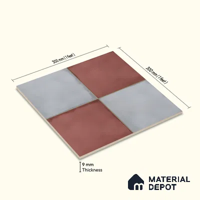Kitchen Wall Tile TL 00212 A Light Red & Grey 1 ft x 1 ft Matte Finish Ceramic Tile - 9 mm | Suitable For Kitchen Backsplash | Please Expect a Slight Variation of Pattern