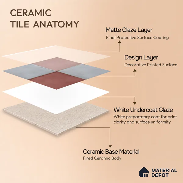 Kitchen Wall Tile TL 00212 A Light Red & Grey 1 ft x 1 ft Matte Finish Ceramic Tile - 9 mm | Suitable For Kitchen Backsplash | Please Expect a Slight Variation of Pattern