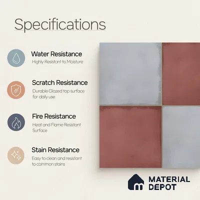 Kitchen Wall Tile TL 00212 A Light Red & Grey 1 ft x 1 ft Matte Finish Ceramic Tile - 9 mm | Suitable For Kitchen Backsplash | Please Expect a Slight Variation of Pattern
