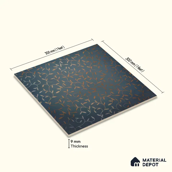 Moroccan Wall & Floor Tile TL 00214 A Pattern 1 Goldy Blue 1 ft x 1 ft Matte Finish Ceramic Tile - 9 mm | Random Design | Suitable For Kitchen, Bathroom, Dining Area | Please Expect a Slight Variation of Pattern