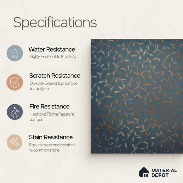 Moroccan Wall & Floor Tile TL 00214 A Pattern 1 Goldy Blue 1 ft x 1 ft Matte Finish Ceramic Tile - 9 mm | Random Design | Suitable For Kitchen, Bathroom, Dining Area | Please Expect a Slight Variation of Pattern