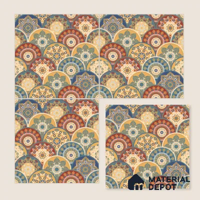 Moroccan Wall & Floor Tile TL 00218 Blue & Yellow 1 ft x 1 ft Matte Finish Ceramic Tile - 9 mm | Suitable For Kitchen, Bathroom, Dining Area | Please Expect a Slight Variation of Pattern