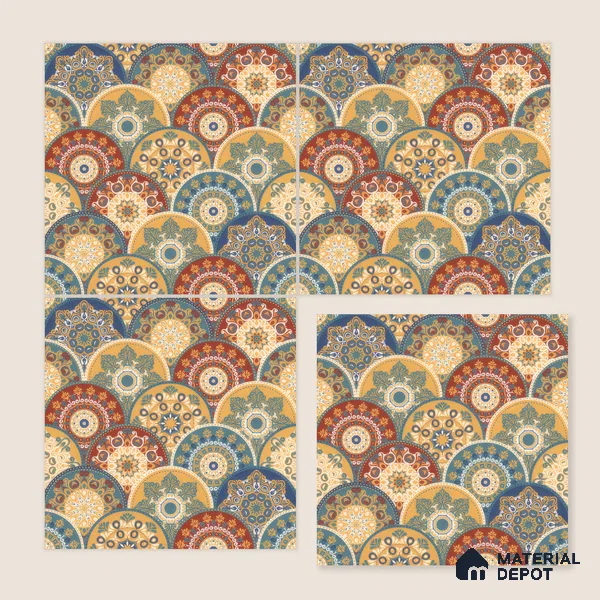 Moroccan Wall & Floor Tile TL 00218 Blue & Yellow 1 ft x 1 ft Matte Finish Ceramic Tile - 9 mm | Suitable For Kitchen, Bathroom, Dining Area | Please Expect a Slight Variation of Pattern