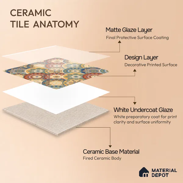 Moroccan Wall & Floor Tile TL 00218 Blue & Yellow 1 ft x 1 ft Matte Finish Ceramic Tile - 9 mm | Suitable For Kitchen, Bathroom, Dining Area | Please Expect a Slight Variation of Pattern