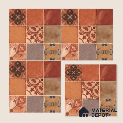 Moroccan Wall & Floor Tile TL 00219 Brick Red 1 ft x 1 ft Matte Finish Ceramic Tile - 9 mm | Suitable For Kitchen, Bathroom, Dining Area | Please Expect a Slight Variation of Pattern