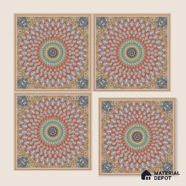 Moroccan Wall & Floor Tile TL 00220 Crimson Red 1 ft x 1 ft Matte Finish Ceramic Tile - 9 mm | Suitable For Kitchen, Bathroom, Dining Area | Please Expect a Slight Variation of Pattern