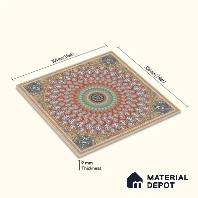 Moroccan Wall & Floor Tile TL 00220 Crimson Red 1 ft x 1 ft Matte Finish Ceramic Tile - 9 mm | Suitable For Kitchen, Bathroom, Dining Area | Please Expect a Slight Variation of Pattern
