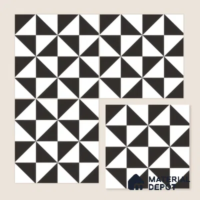 Moroccan Wall & Floor Tile TL 00225 B Pattern 2 Monochrome Box 1 ft x 1 ft Matte Finish Ceramic Tile - 9 mm | Suitable For Kitchen, Bathroom, Dining Area | Please Expect a Slight Variation of Pattern