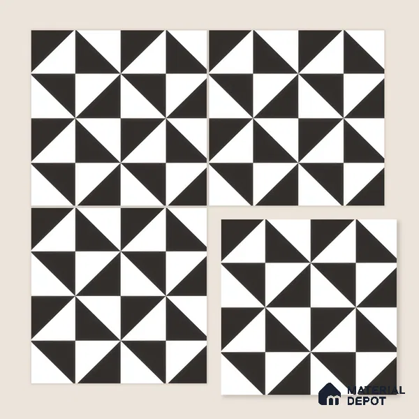 Moroccan Wall & Floor Tile TL 00225 B Pattern 2 Monochrome Box 1 ft x 1 ft Matte Finish Ceramic Tile - 9 mm | Suitable For Kitchen, Bathroom, Dining Area | Please Expect a Slight Variation of Pattern