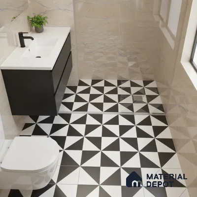 Moroccan Wall & Floor Tile TL 00225 B Pattern 2 Monochrome Box 1 ft x 1 ft Matte Finish Ceramic Tile - 9 mm | Suitable For Kitchen, Bathroom, Dining Area | Please Expect a Slight Variation of Pattern