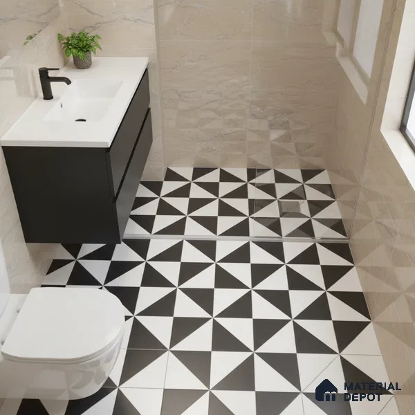 Moroccan Wall & Floor Tile TL 00225 B Pattern 2 Monochrome Box 1 ft x 1 ft Matte Finish Ceramic Tile - 9 mm | Suitable For Kitchen, Bathroom, Dining Area | Please Expect a Slight Variation of Pattern