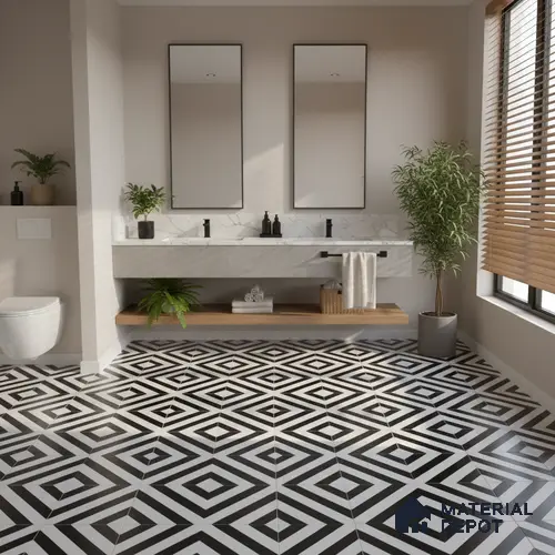 Moroccan Wall & Floor Tile TL 00225 C Pattern 3 Monochrome Straight 1 ft x 1 ft Matte Finish Ceramic Tile - 9 mm | Suitable For Kitchen, Bathroom, Dining Area | Please Expect a Slight Variation of Pattern