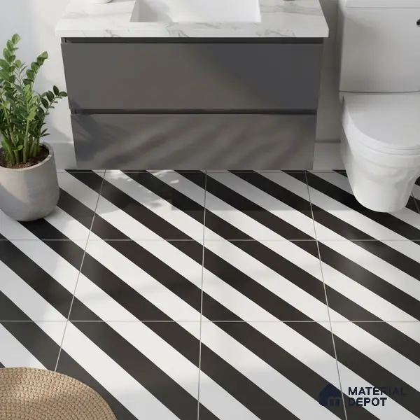 Moroccan Wall & Floor Tile TL 00225 C Pattern 3 Monochrome Straight 1 ft x 1 ft Matte Finish Ceramic Tile - 9 mm | Suitable For Kitchen, Bathroom, Dining Area | Please Expect a Slight Variation of Pattern