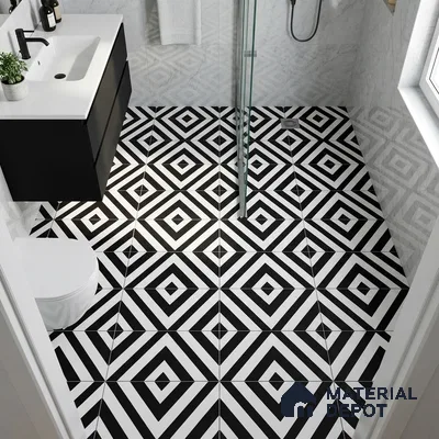 Moroccan Wall & Floor Tile TL 00225 A Pattern 1 Monochrome Cross 1 ft x 1 ft Matte Finish Ceramic Tile - 9 mm | Suitable For Kitchen, Bathroom, Dining Area | Please Expect a Slight Variation of Pattern