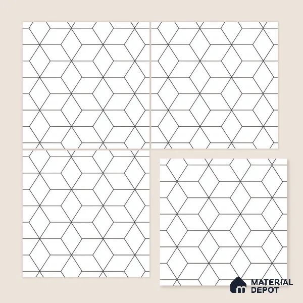 Moroccan Wall & Floor Tile TL 00226 White 1 ft x 1 ft Matte Finish Ceramic Tile - 9 mm | Suitable For Kitchen, Bathroom, Dining Area | Please Expect a Slight Variation of Pattern