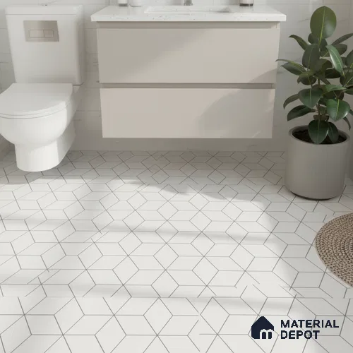 Moroccan Wall & Floor Tile TL 00226 White 1 ft x 1 ft Matte Finish Ceramic Tile - 9 mm | Suitable For Kitchen, Bathroom, Dining Area | Please Expect a Slight Variation of Pattern
