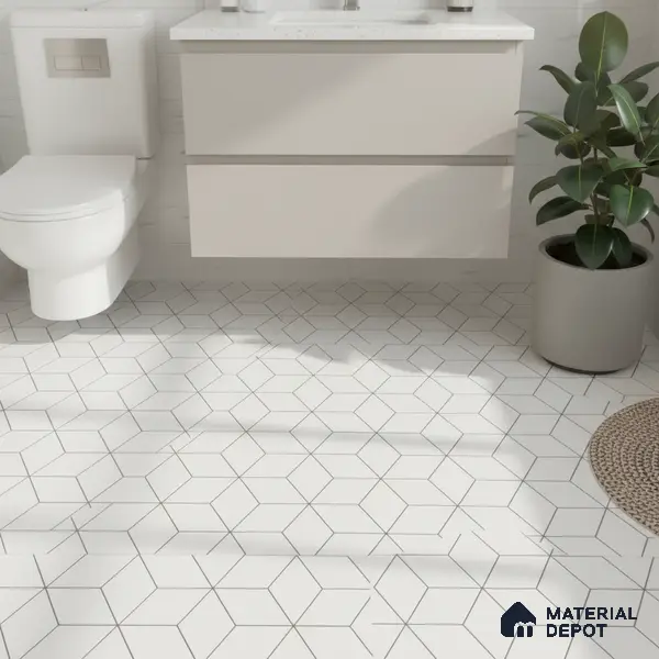 Moroccan Wall & Floor Tile TL 00226 White 1 ft x 1 ft Matte Finish Ceramic Tile - 9 mm | Suitable For Kitchen, Bathroom, Dining Area | Please Expect a Slight Variation of Pattern