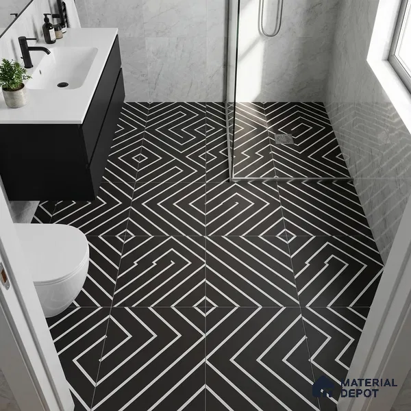 Moroccan Wall & Floor Tile TL 00227 B Black 1 ft x 1 ft Matte Finish Ceramic Tile - 9 mm | Suitable For Kitchen, Bathroom, Dining Area | Please Expect a Slight Variation of Pattern