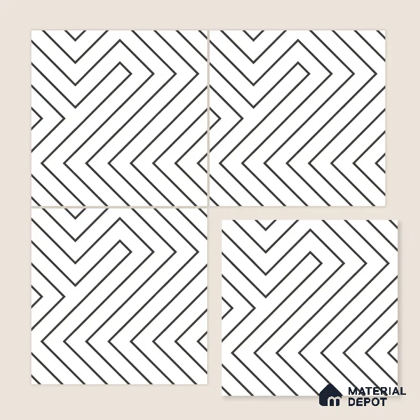 Moroccan Wall & Floor Tile TL 00227 A White 1 ft x 1 ft Matte Finish Ceramic Tile - 9 mm | Suitable For Kitchen, Bathroom, Dining Area | Please Expect a Slight Variation of Pattern
