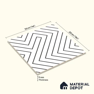 Moroccan Wall & Floor Tile TL 00227 A White 1 ft x 1 ft Matte Finish Ceramic Tile - 9 mm | Suitable For Kitchen, Bathroom, Dining Area | Please Expect a Slight Variation of Pattern