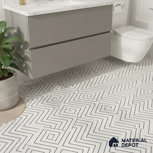 Moroccan Wall & Floor Tile TL 00227 A White 1 ft x 1 ft Matte Finish Ceramic Tile - 9 mm | Suitable For Kitchen, Bathroom, Dining Area | Please Expect a Slight Variation of Pattern