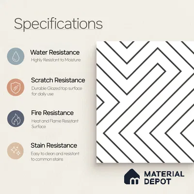 Moroccan Wall & Floor Tile TL 00227 A White 1 ft x 1 ft Matte Finish Ceramic Tile - 9 mm | Suitable For Kitchen, Bathroom, Dining Area | Please Expect a Slight Variation of Pattern
