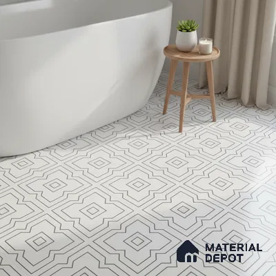 Moroccan Wall & Floor Tile TL 00229 Black & White 1 ft x 1 ft Matte Finish Ceramic Tile - 9 mm | Suitable For Kitchen, Bathroom, Dining Area | Please Expect a Slight Variation of Pattern