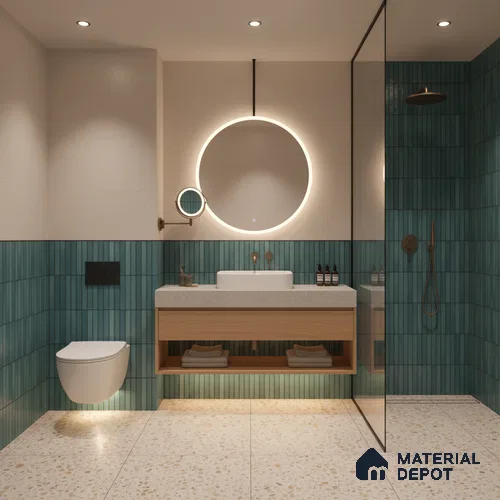 Faux Subway Wall Tile TL 00231 C Kitkat Green 1 ft x 1 ft Matte Finish Ceramic Tile - 9 mm | Suitable For Kitchen, Bathroom, Dining Area | Please Expect a Slight Variation of Pattern