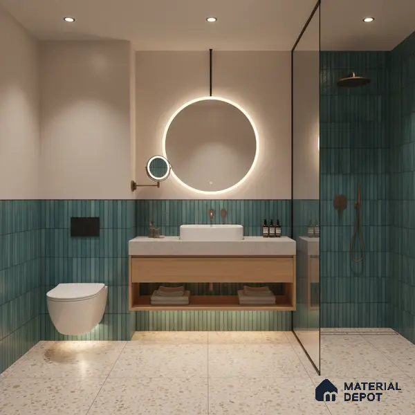 Faux Subway Wall Tile TL 00231 C Kitkat Green 1 ft x 1 ft Matte Finish Ceramic Tile - 9 mm | Suitable For Kitchen, Bathroom, Dining Area | Please Expect a Slight Variation of Pattern