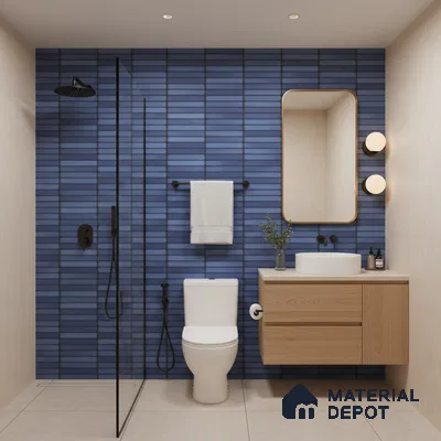 Faux Subway Wall Tile TL 00231 A Kitkat Blue 1 ft x 1 ft Matte Finish Ceramic Tile - 9 mm | Suitable For Kitchen, Bathroom, Dining Area | Please Expect a Slight Variation of Pattern