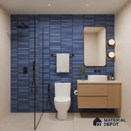 Faux Subway Wall Tile TL 00231 A Kitkat Blue 1 ft x 1 ft Matte Finish Ceramic Tile - 9 mm | Suitable For Kitchen, Bathroom, Dining Area | Please Expect a Slight Variation of Pattern