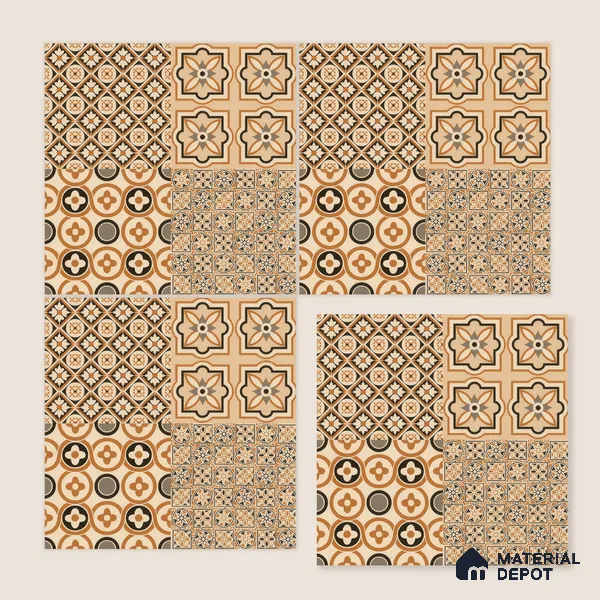 Moroccan Wall & Floor Tile TL 00233 Brown 1 ft x 1 ft Matte Finish Ceramic Tile - 9 mm | Suitable For Kitchen, Bathroom, Dining Area | Please Expect a Slight Variation of Pattern