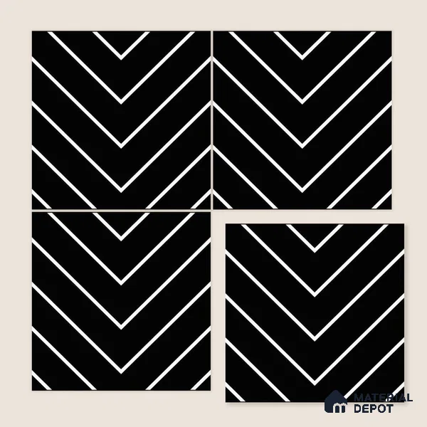 Moroccan Wall & Floor Tile TL 00234 Black & White 1 ft x 1 ft Matte Finish Ceramic Tile - 9 mm | Suitable For Kitchen, Bathroom, Dining Area | Please Expect a Slight Variation of Pattern