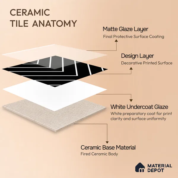 Moroccan Wall & Floor Tile TL 00234 Black & White 1 ft x 1 ft Matte Finish Ceramic Tile - 9 mm | Suitable For Kitchen, Bathroom, Dining Area | Please Expect a Slight Variation of Pattern