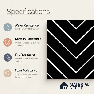 Moroccan Wall & Floor Tile TL 00234 Black & White 1 ft x 1 ft Matte Finish Ceramic Tile - 9 mm | Suitable For Kitchen, Bathroom, Dining Area | Please Expect a Slight Variation of Pattern