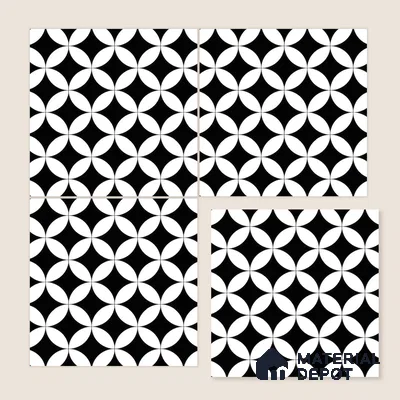 Moroccan Wall & Floor Tile TL 00235 Monochrome Star 1 ft x 1 ft Matte Finish Ceramic Tile - 9 mm | Suitable For Kitchen, Bathroom, Dining Area | Please Expect a Slight Variation of Pattern