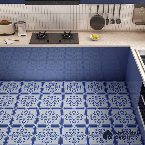 Moroccan Wall & Floor Tile TL 00236 Blue 1 ft x 1 ft Matte Finish Ceramic Tile - 9 mm | Suitable For Kitchen, Bathroom, Dining Area | Please Expect a Slight Variation of Pattern