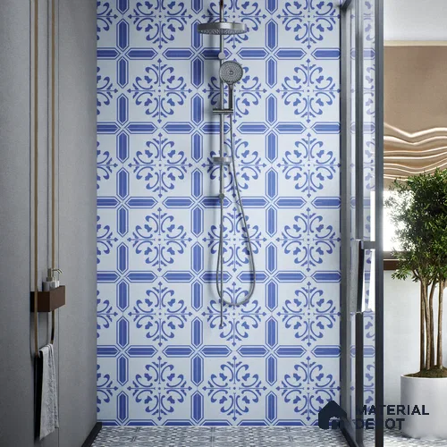Moroccan Wall & Floor Tile TL 00236 Blue 1 ft x 1 ft Matte Finish Ceramic Tile - 9 mm | Suitable For Kitchen, Bathroom, Dining Area | Please Expect a Slight Variation of Pattern