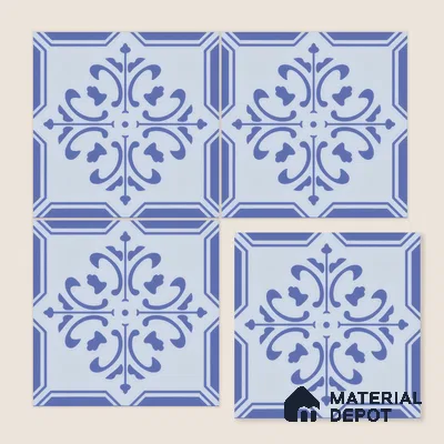 Moroccan Wall & Floor Tile TL 00236 Blue 1 ft x 1 ft Matte Finish Ceramic Tile - 9 mm | Suitable For Kitchen, Bathroom, Dining Area | Please Expect a Slight Variation of Pattern