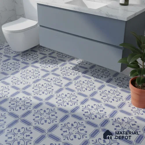 Moroccan Wall & Floor Tile TL 00236 Blue 1 ft x 1 ft Matte Finish Ceramic Tile - 9 mm | Suitable For Kitchen, Bathroom, Dining Area | Please Expect a Slight Variation of Pattern