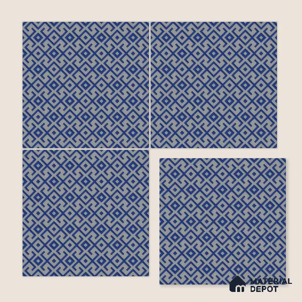 Moroccan Wall & Floor Tile TL 00239 Blue 1 ft x 1 ft Matte Finish Ceramic Tile - 9 mm | Suitable For Kitchen, Bathroom, Dining Area | Please Expect a Slight Variation of Pattern