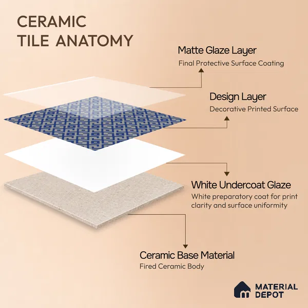 Moroccan Wall & Floor Tile TL 00239 Blue 1 ft x 1 ft Matte Finish Ceramic Tile - 9 mm | Suitable For Kitchen, Bathroom, Dining Area | Please Expect a Slight Variation of Pattern