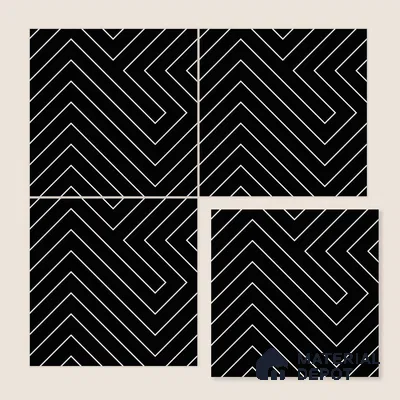 Moroccan Wall & Floor Tile TL 00240 B Black 1 ft x 1 ft Matte Finish Ceramic Tile - 9 mm | Suitable For Kitchen, Bathroom, Dining Area | Please Expect a Slight Variation of Pattern