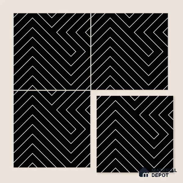 Moroccan Wall & Floor Tile TL 00240 B Black 1 ft x 1 ft Matte Finish Ceramic Tile - 9 mm | Suitable For Kitchen, Bathroom, Dining Area | Please Expect a Slight Variation of Pattern