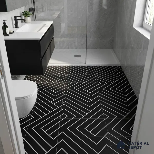Moroccan Wall & Floor Tile TL 00240 B Black 1 ft x 1 ft Matte Finish Ceramic Tile - 9 mm | Suitable For Kitchen, Bathroom, Dining Area | Please Expect a Slight Variation of Pattern