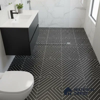 Moroccan Wall & Floor Tile TL 00240 B Black 1 ft x 1 ft Matte Finish Ceramic Tile - 9 mm | Suitable For Kitchen, Bathroom, Dining Area | Please Expect a Slight Variation of Pattern
