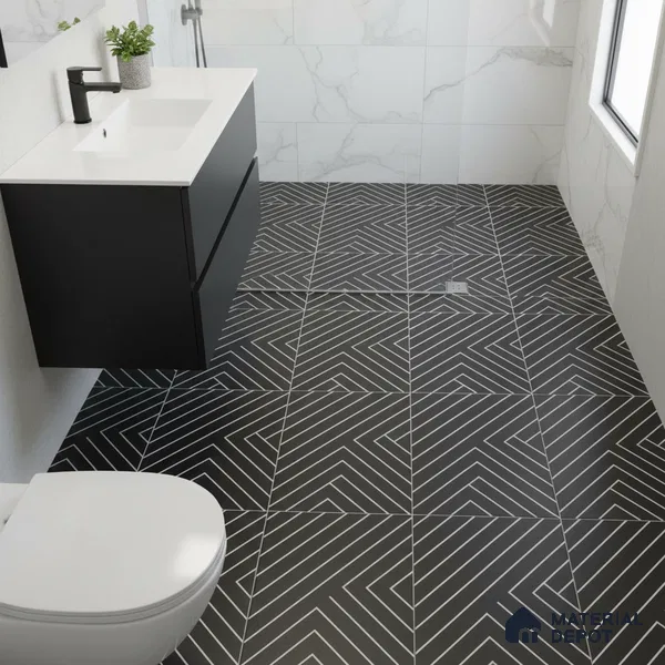 Moroccan Wall & Floor Tile TL 00240 B Black 1 ft x 1 ft Matte Finish Ceramic Tile - 9 mm | Suitable For Kitchen, Bathroom, Dining Area | Please Expect a Slight Variation of Pattern